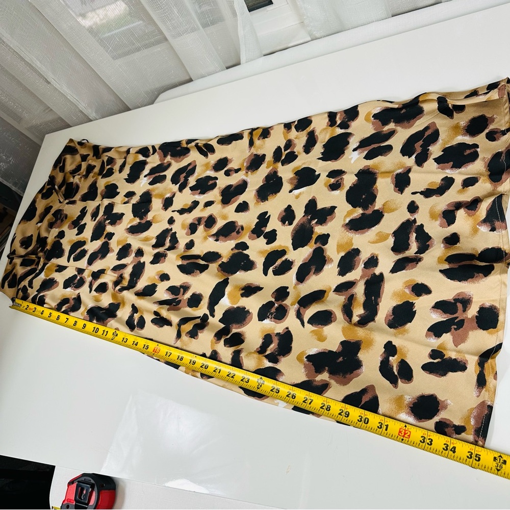 FOREVER 21 ANIMAL PRINT dress PARTY DRESS slip dress flouncy tan black dress S - Picture 8 of 9